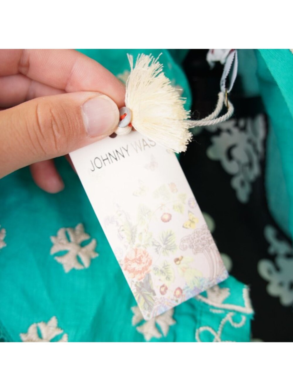 Johnny Was Workshop Western Trim Henley Dress Turquoise Size S NWT Embroidered - Picture 9 of 11